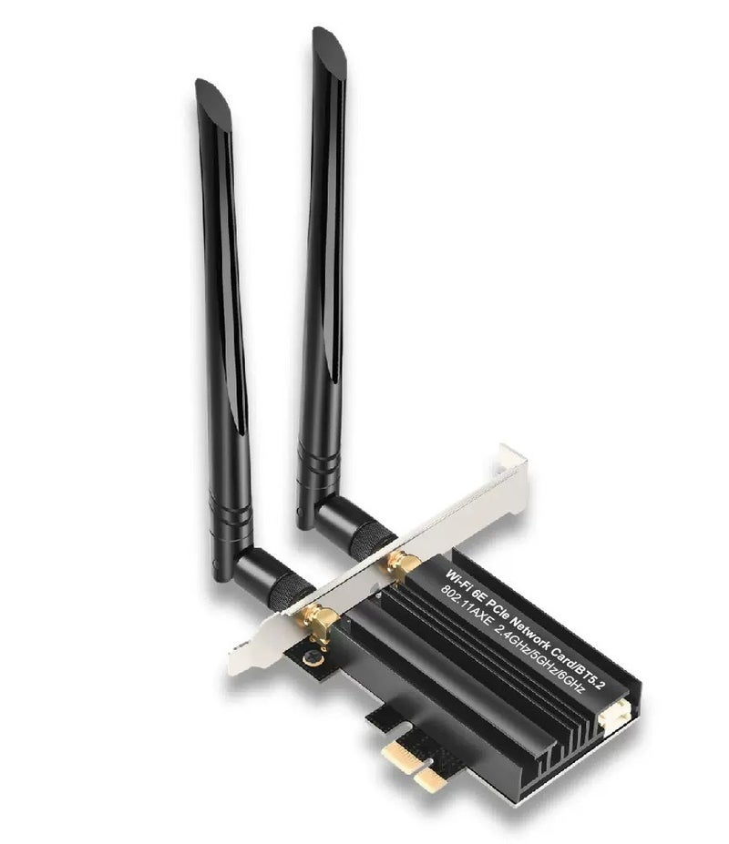 igeekwell WiFi 6E Card，PCIe WiFi Wireless Network Card with Bluetooth 5.2，AX5400 Tri-Band PC Wireless Card，Supports OFDMA & MU-MIMO, Ultra-Low Latency, WPA3, Low-Profile Bracket, Windows 10/11 - Image 1